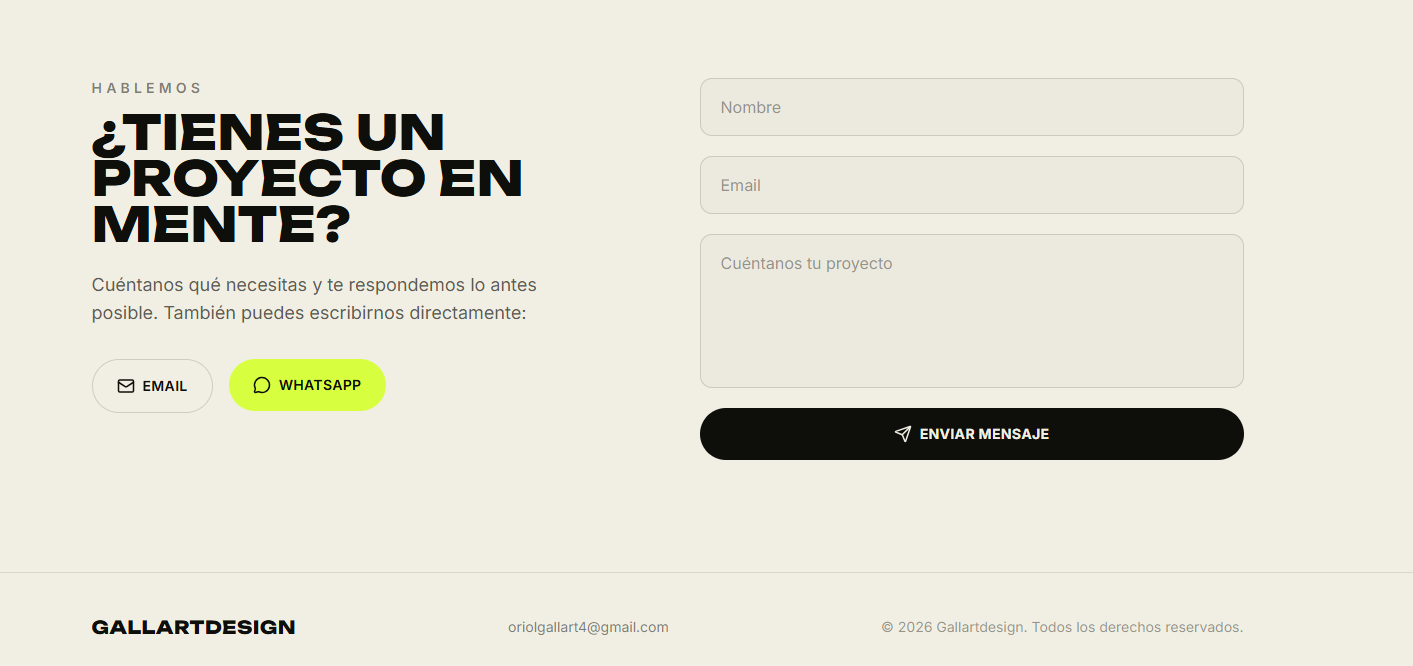 Gallartdesign — sección de contacto