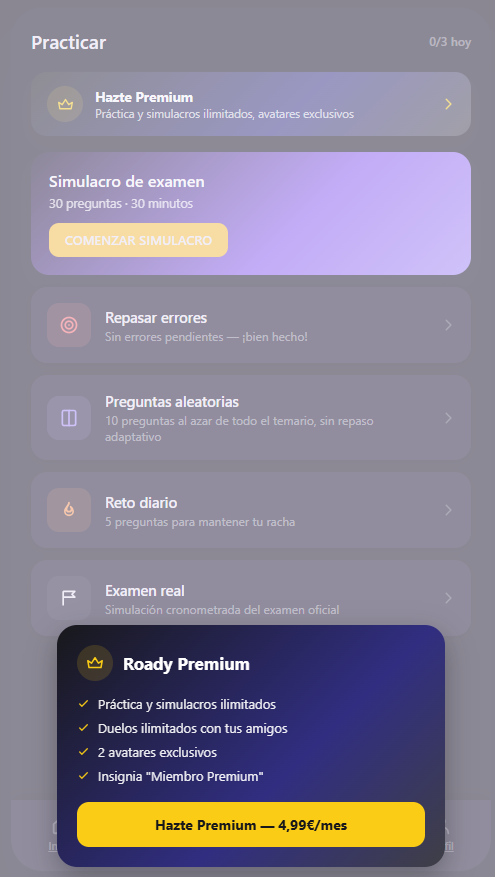 Roady — sección de práctica